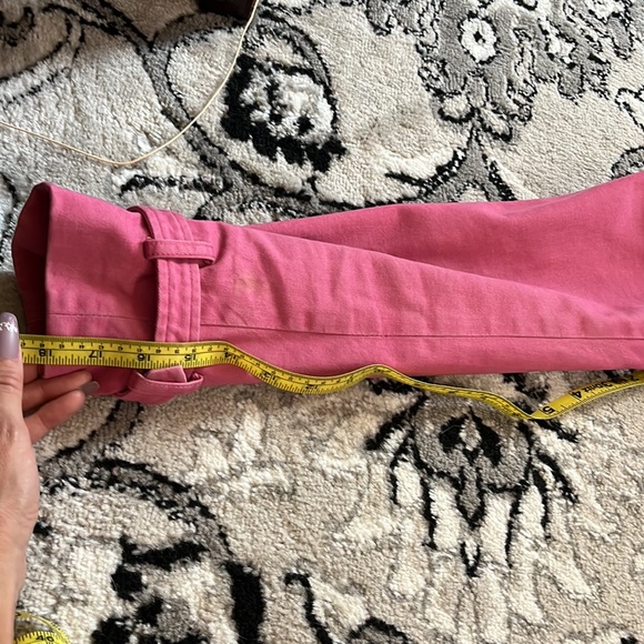 Super Cute & Unique Express Canvas Cotton Pink Trench Coat Jacket W/ Belt small - Picture 12 of 15